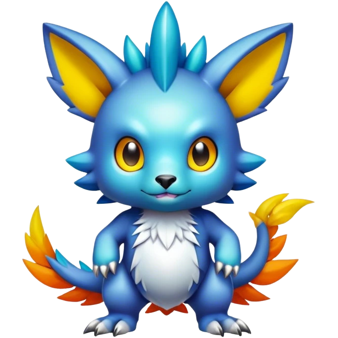 Cute cool colorful fantasy-Digimon-animal-hybrid full body emoji