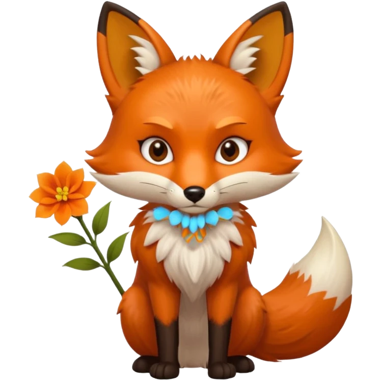 stojący z kwiatkiem lisek który jest wściekły  emoji
