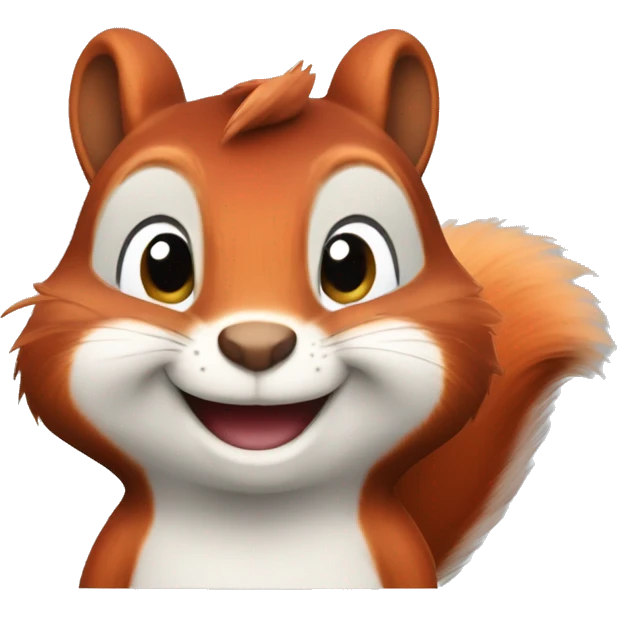 A smiling red squirrel with tufted ears and a light grey beanie  emoji