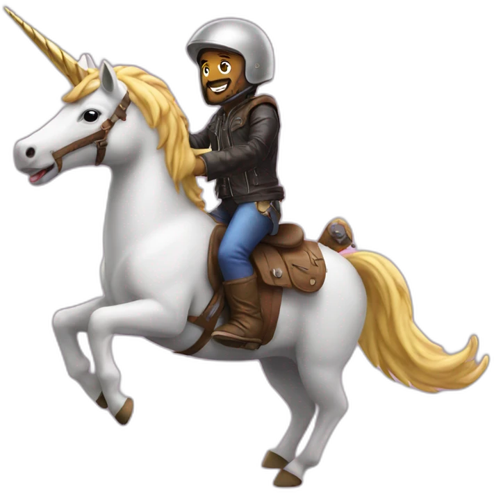 a biker riding a unicorn emoji