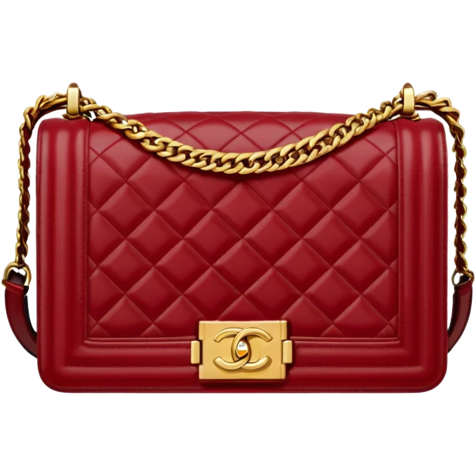chanel le boy dark red bag gold hardware emoji