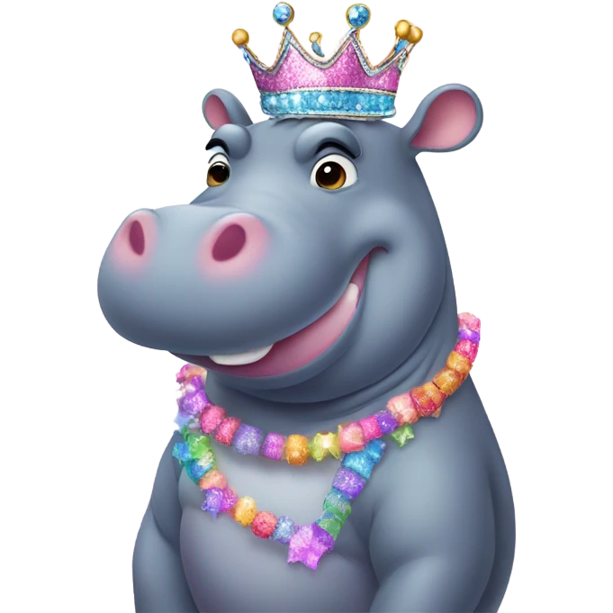 Hippo wearing a tutu and crown  emoji