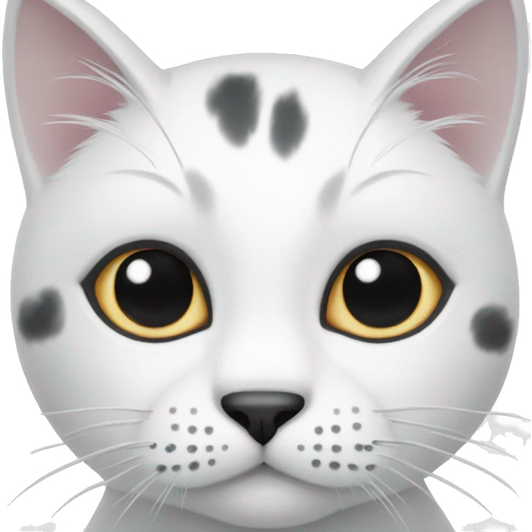 A white cat with big black spots emoji