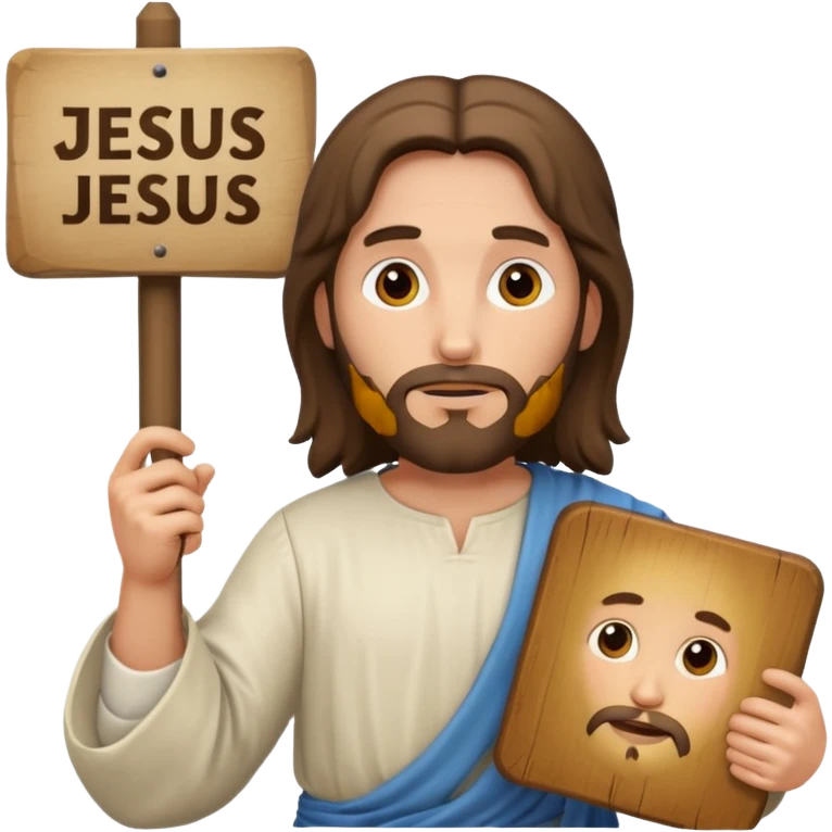 Jésus avec une pancarte dans ses mains dans ses mains emoji