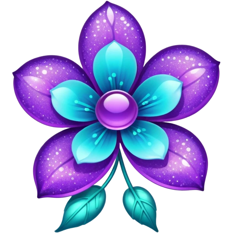 glitter purple and cian flower emoji