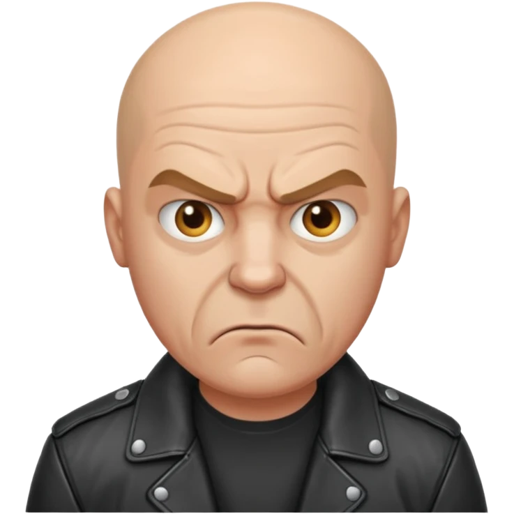 Angry bald man in a leather jacket emoji