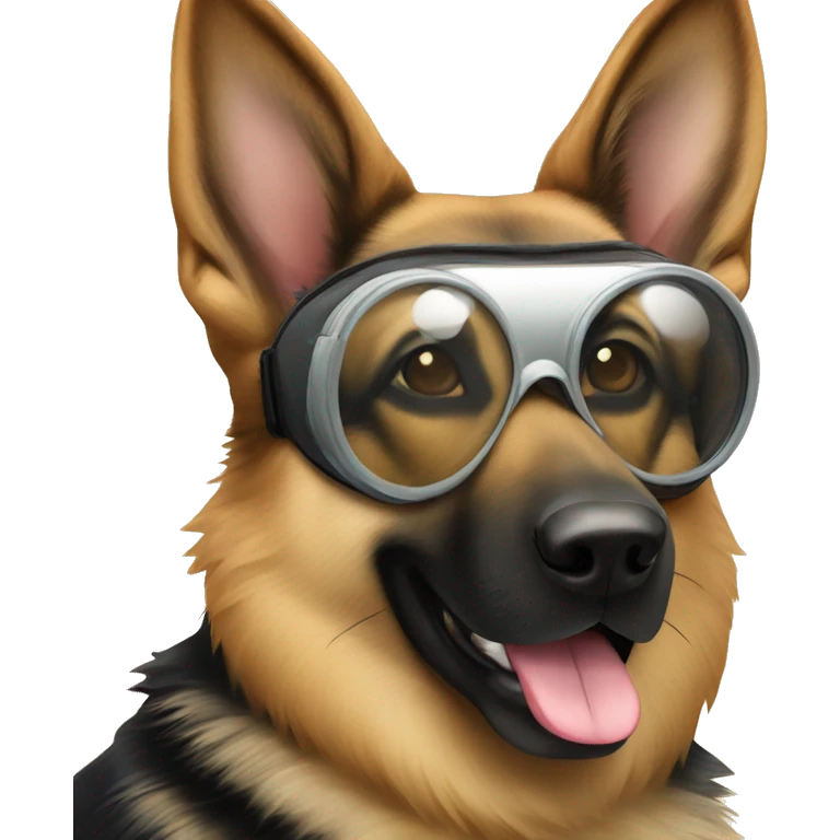 German shepherd with goggles emoji