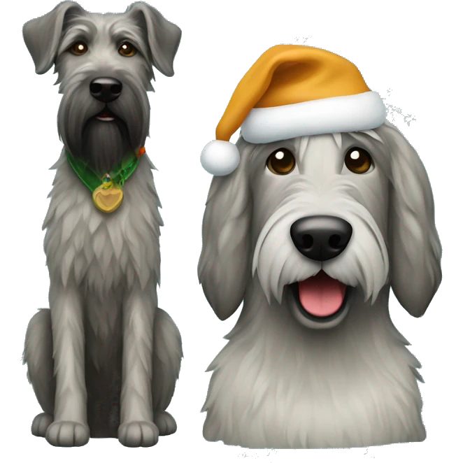 A Christmas tree and irish wolfhound dog emoji
