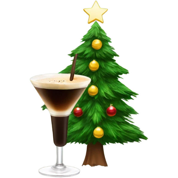 christmas tree holding an espresso martini cocktail emoji