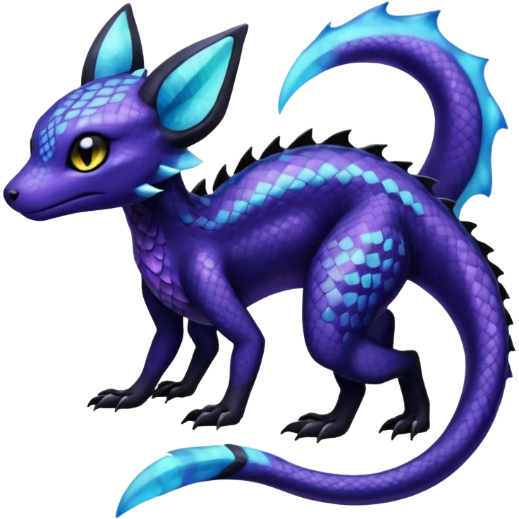 L Scaley Exotic Salandit-Aurorus-Umbreon-Fakémon-hybrid-creature (full body)  emoji