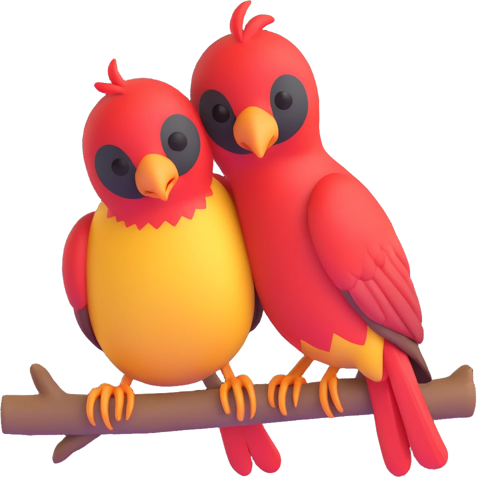 a weaver bird cuddling, microsoft style 3d fluent emoji emoji