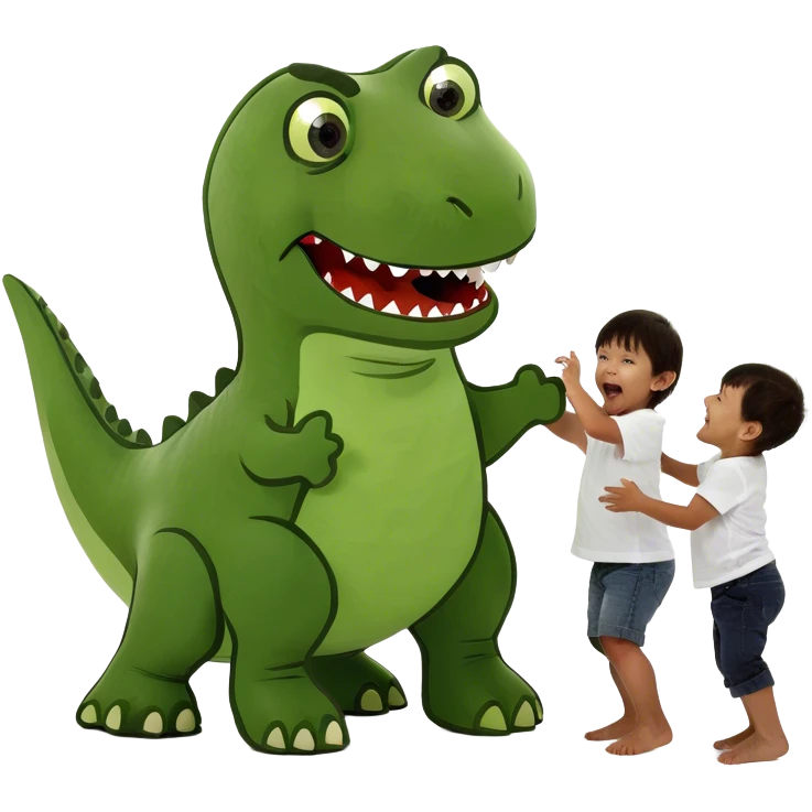 Kids playing with dino  emoji