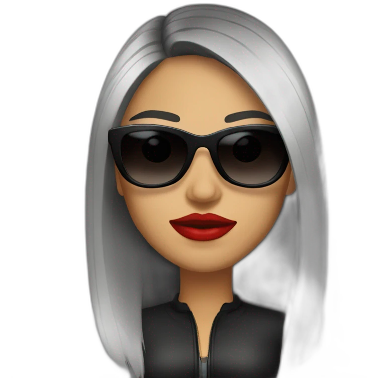 latina with sunglasses and dark straight hair with big lips emoji