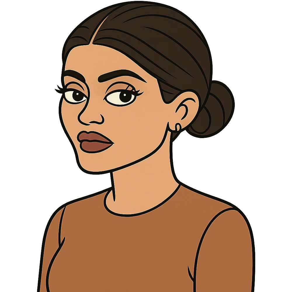 Kylie Jenner with a sleek low bun hairstyle emoji