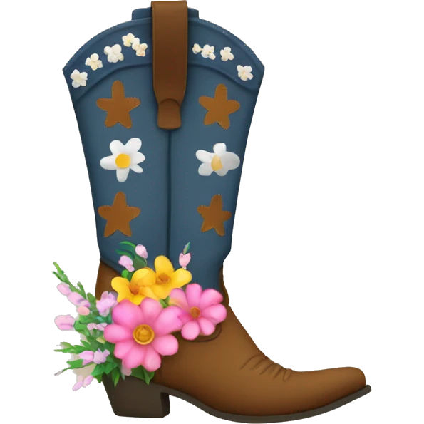 Cowboy boot with flowers  emoji