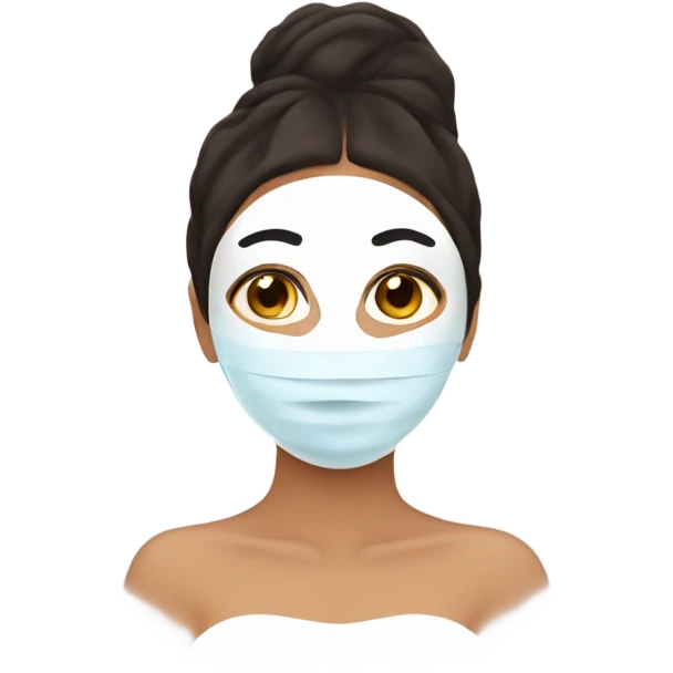 Lady with face mask spa beauty full face relaxing emoji