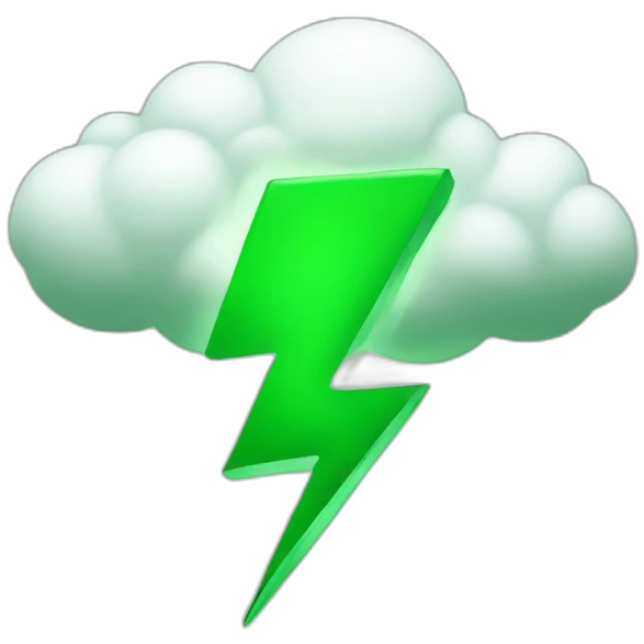 green lightning with a cloud emoji