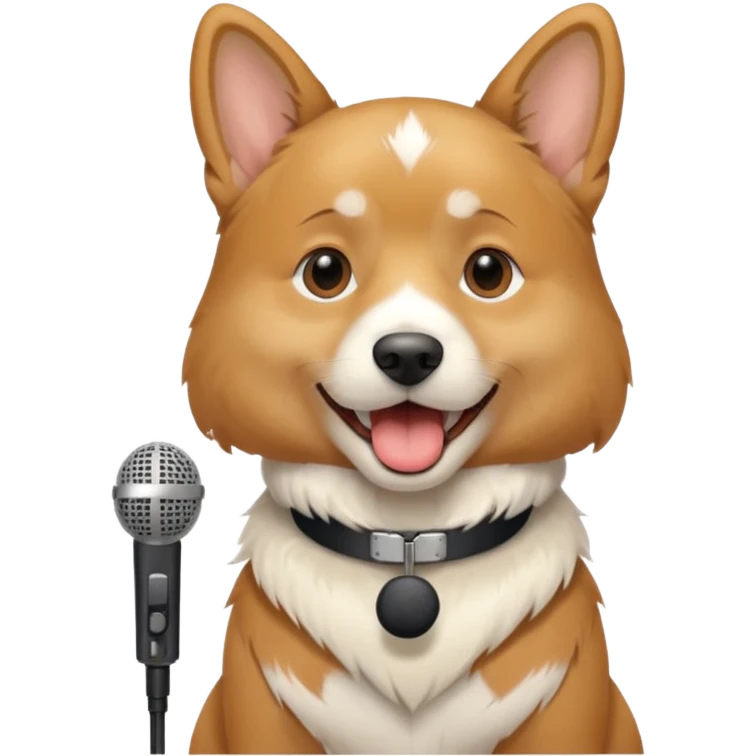 Dog singing with mic emoji