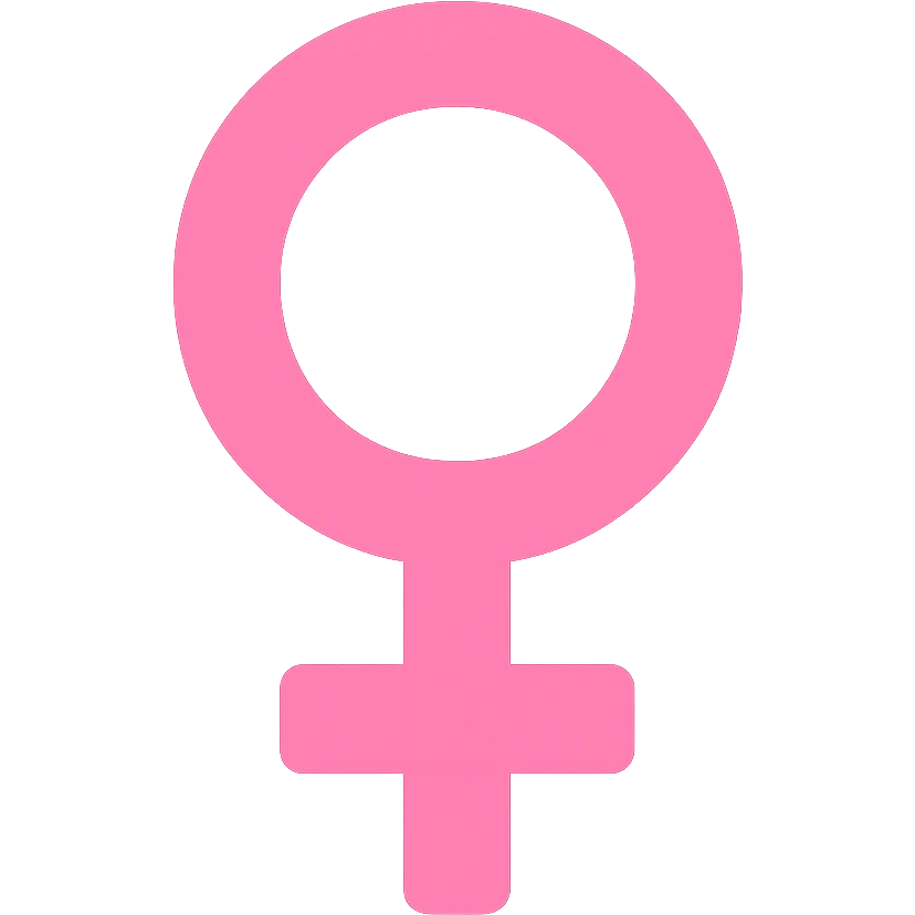 female gender symbol, flat pink, minimal emoji style, simple and bold, color icon style emoji
