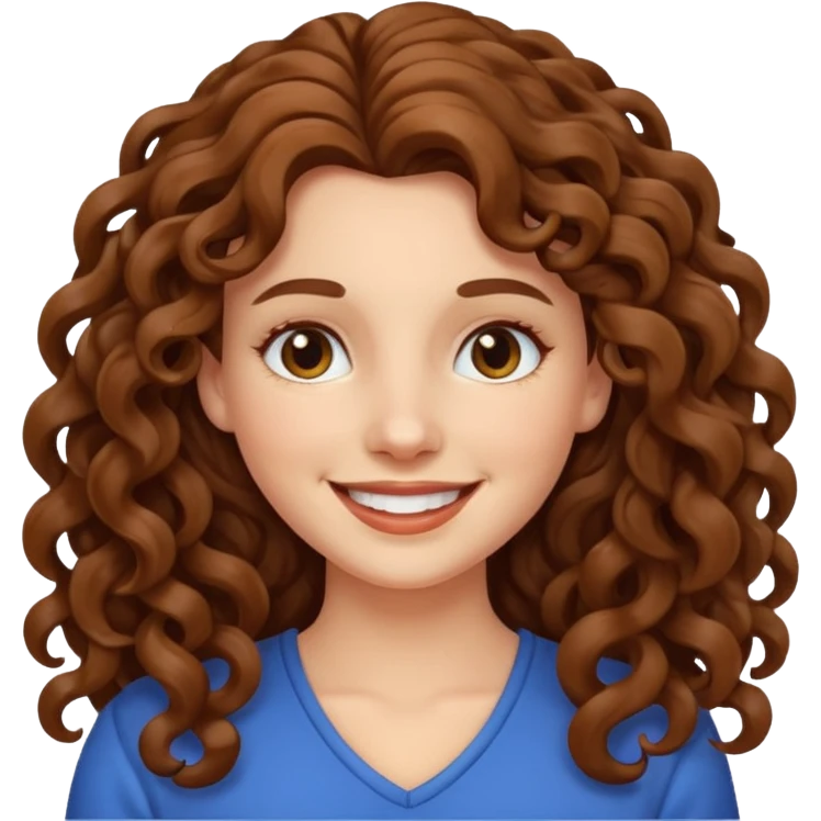 white woman with long curly brown hair emoji