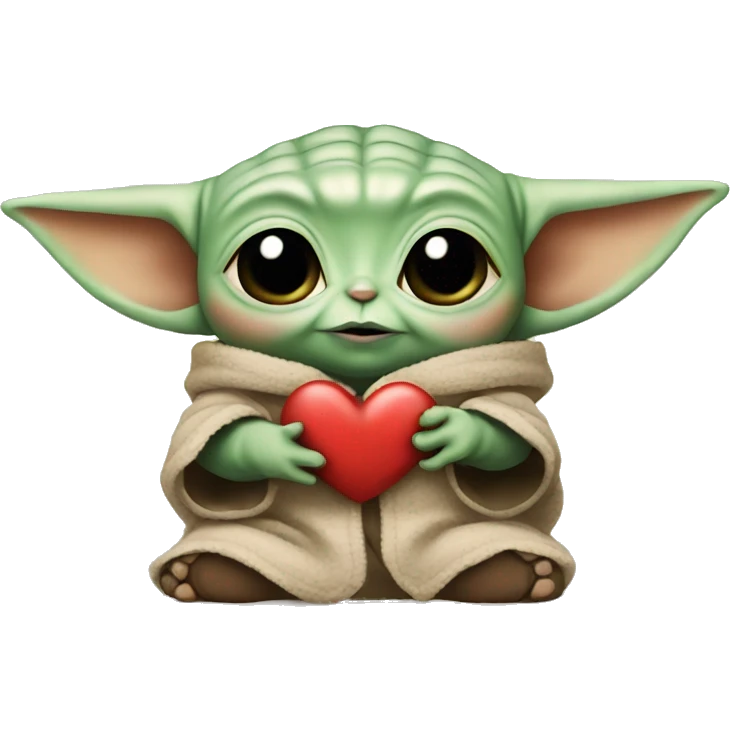 Baby Yoda with heart emoji