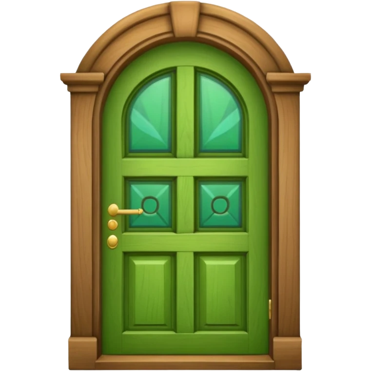 A green door emoji in the style of Apple emoji with a window. emoji