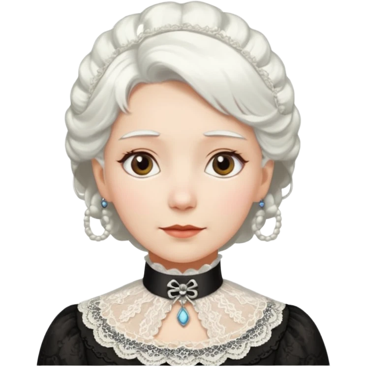 victorian lady face with white hair emoji