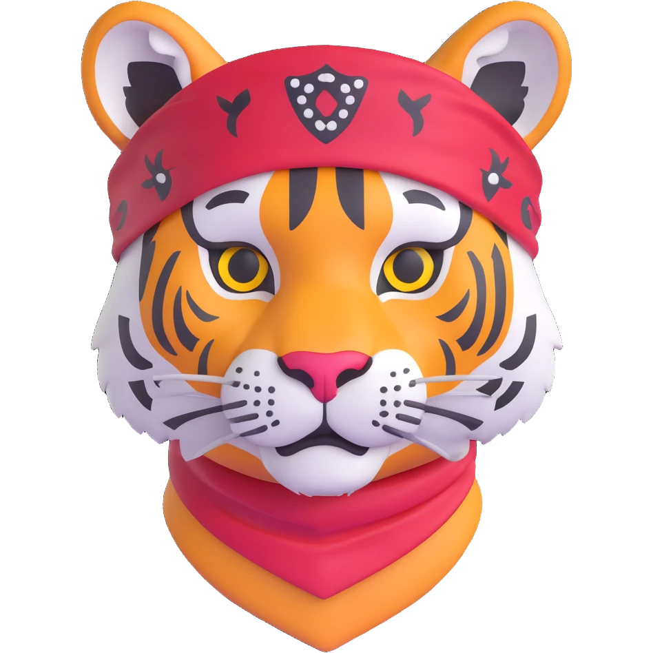 tiger face with a bandana emoji