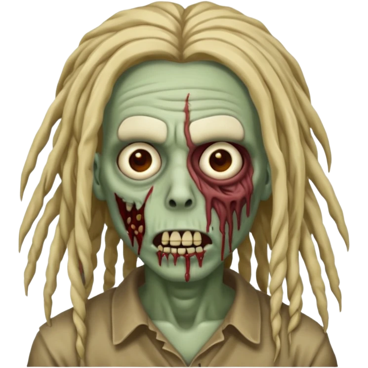 create zombie with dreadlocks nah have some of them coverings his face no have some cover his face emoji