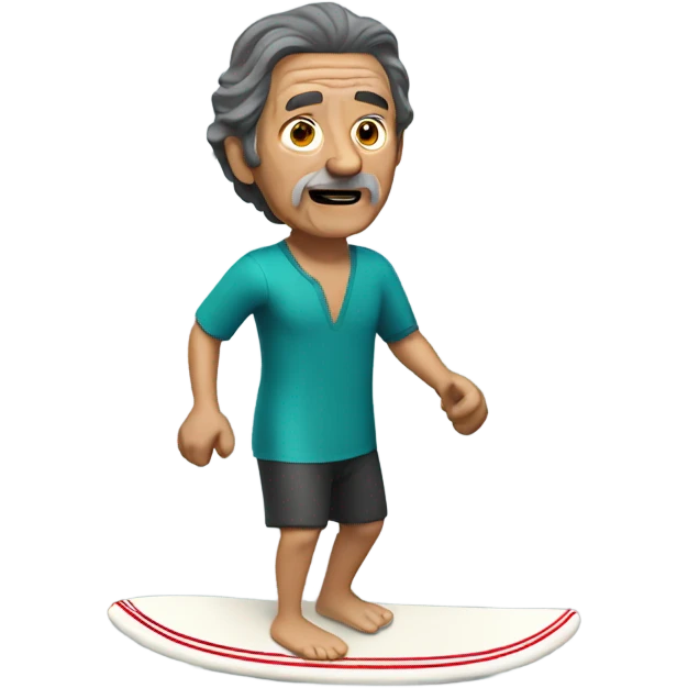 Dark haired old guy surfing in Mexico emoji
