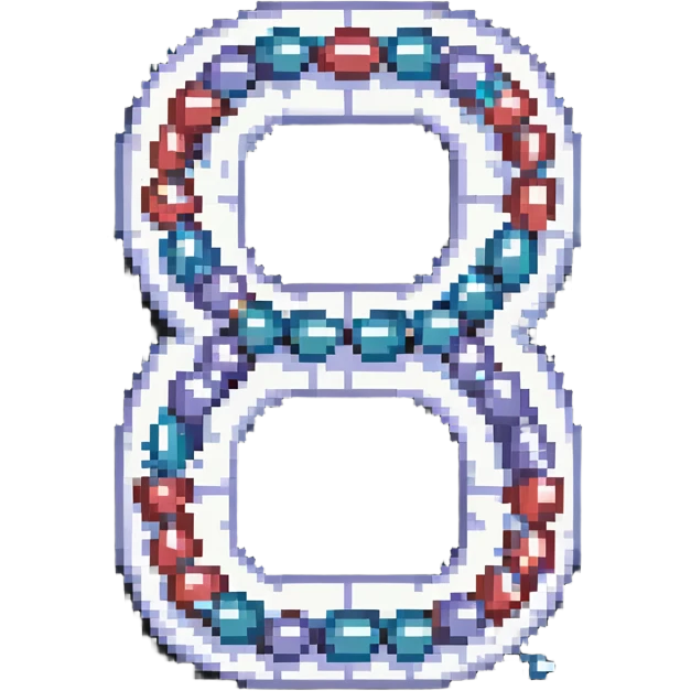 Pixel art number 6 with pearl decorations emoji