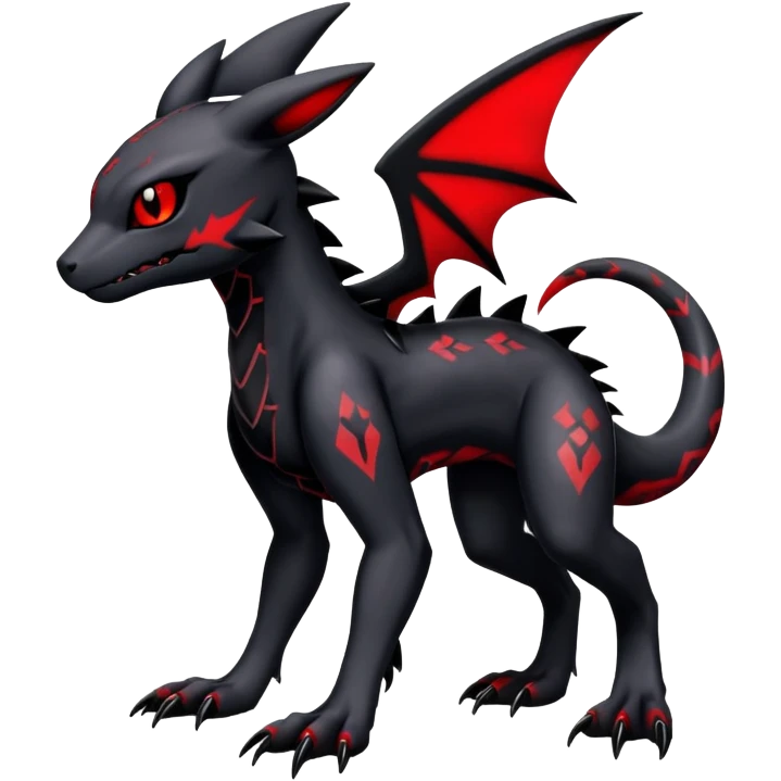 Gothic Edgy Badass Gloomy Cute Dark Guilmon-Salandit-Umbreon-Fakémon-hybrid-creature (full body)  emoji