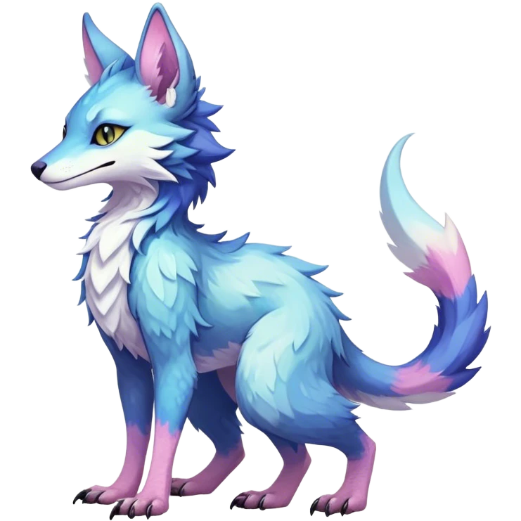 Epic Feral Rare Fantasy shiny pastel Vernid-Sergal-Trico-species by LiLaiRa, random markings, tufted tail, tufted ears, full body emoji
