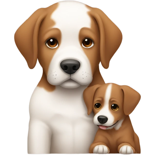 White baby with a brown dog cuddling emoji