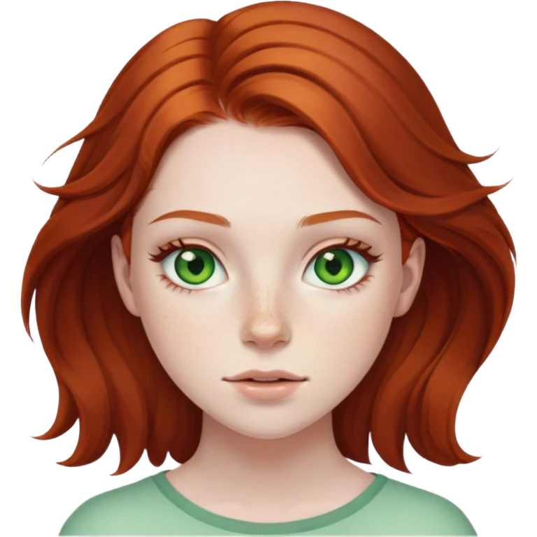 22 year old female with auburn hair green eyes pale skin freckles emoji