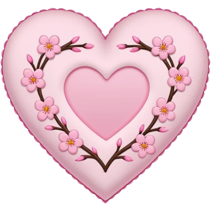 sakura heart with a stitched border emoji