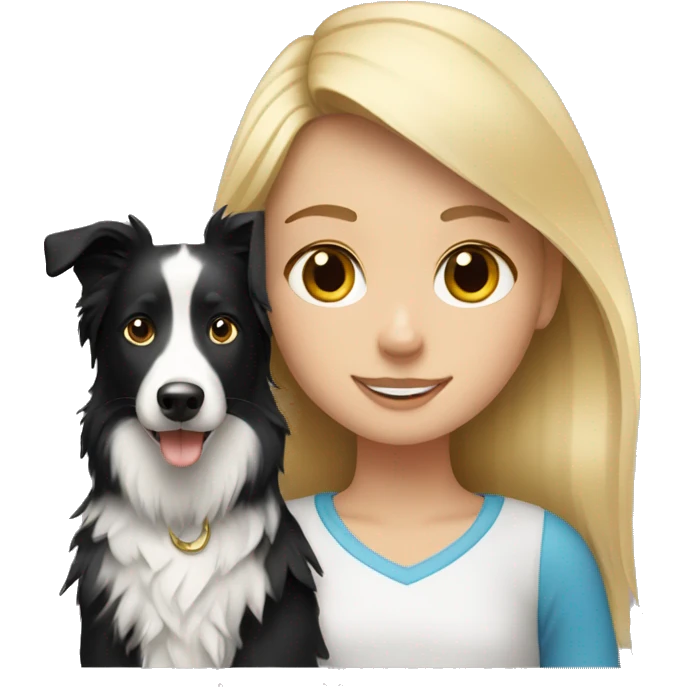 Blonde girl with border collie emoji