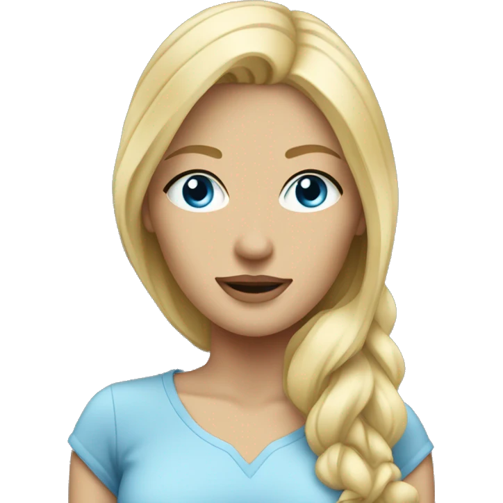 A tall slim blonde haired woman with blue eyes emoji