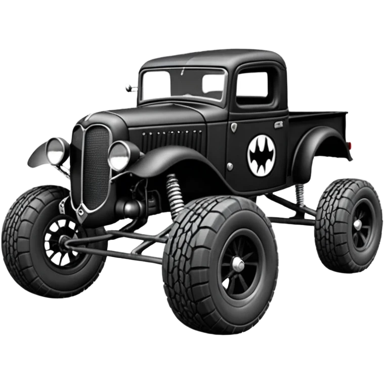 1:10 off-road lcg short wheelbase jumping Basher CatWoman’s 1934 blackened tarnished Darth Vader hotrod ford jaguar rc pickup (extra wide low-profile rock climbing tires without fenders) emoji