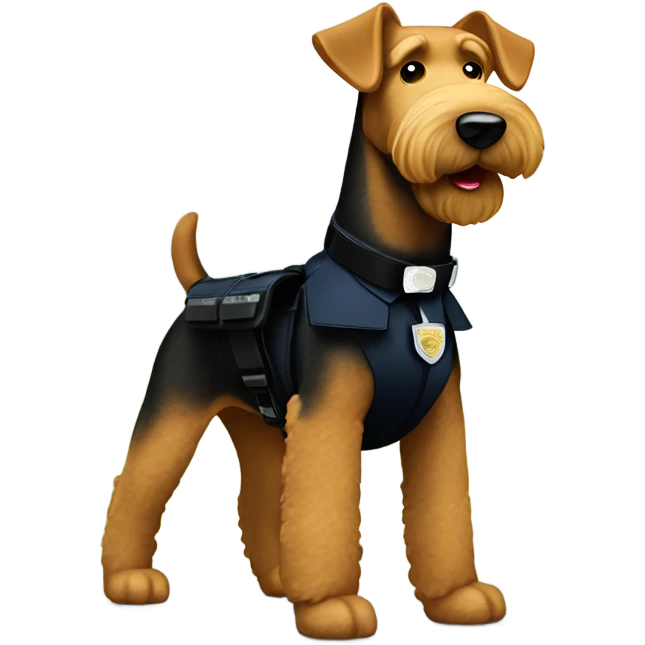 Airedale terrier police officer on a trail emoji