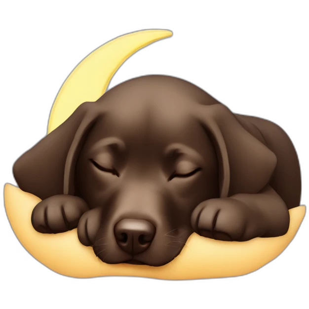 Labrador chocolate sleeping with moon emoji