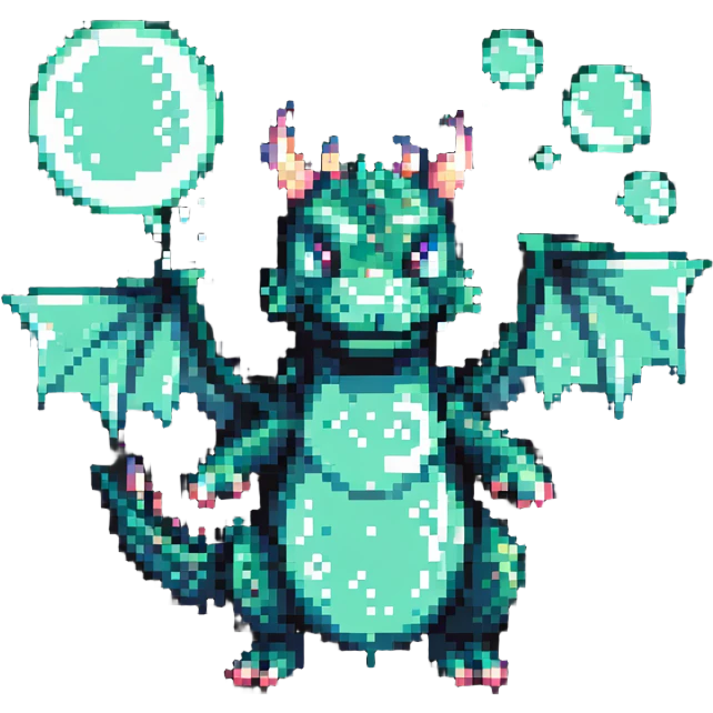 Bubble Bobble video game green dragon shooting bubbles emoji