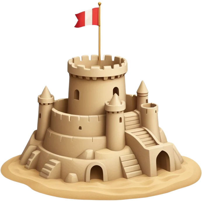 sandcastle with a small flag on top emoji