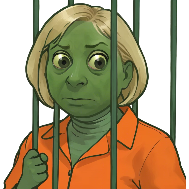 Governor Janet Mills arrested Behind Bars In an Orange Jumpsuit make her more realistic and scared without the mask emoji