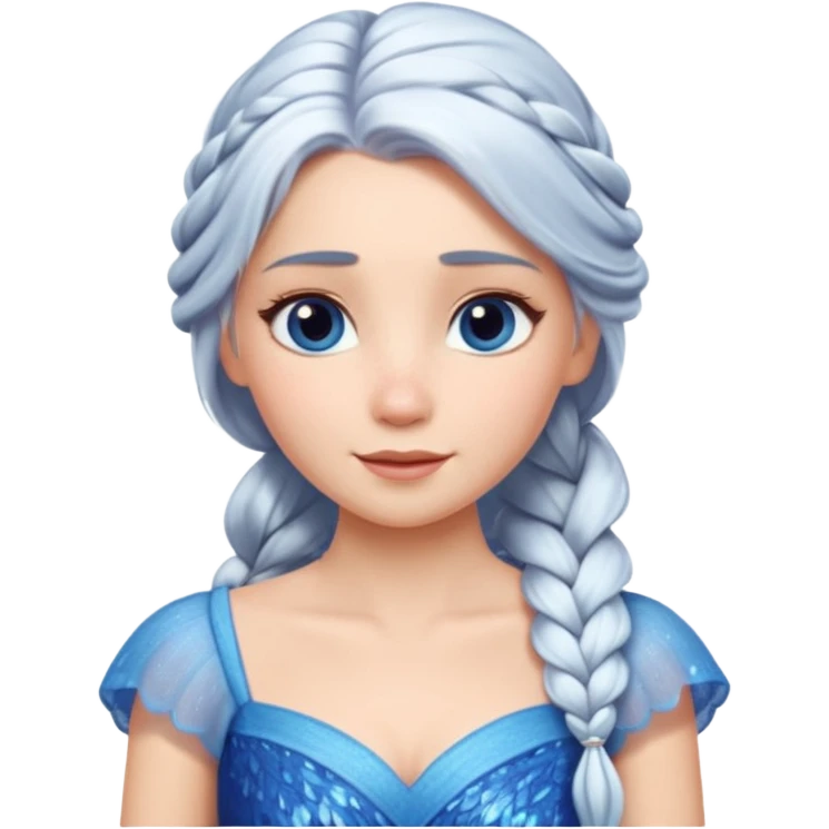 Эльза холодное сердце белые волосы коса голубое платье  emoji
