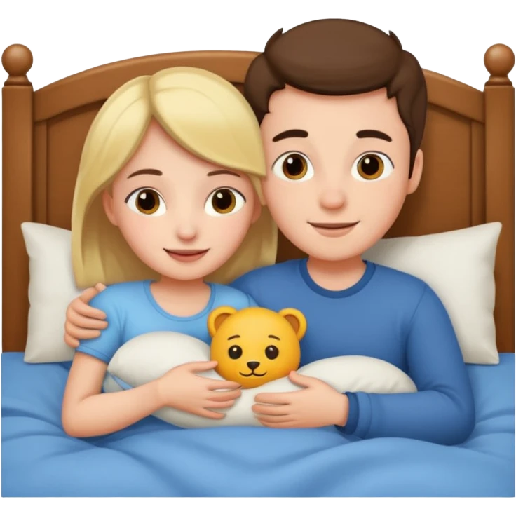 girl and boy cuddling in bed  emoji