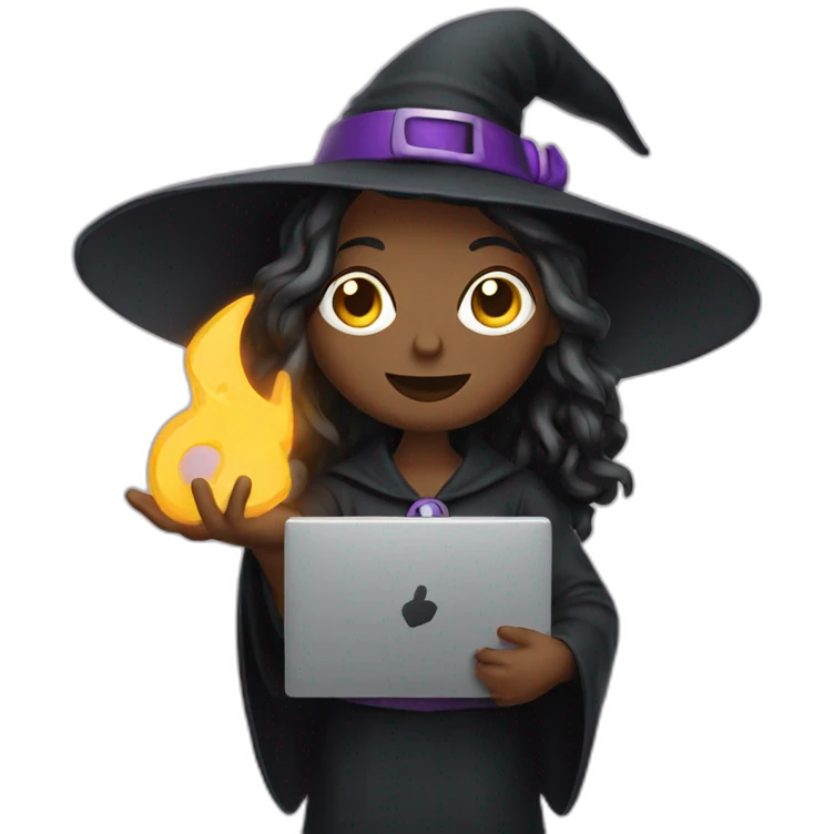 Witch holding laptop emoji