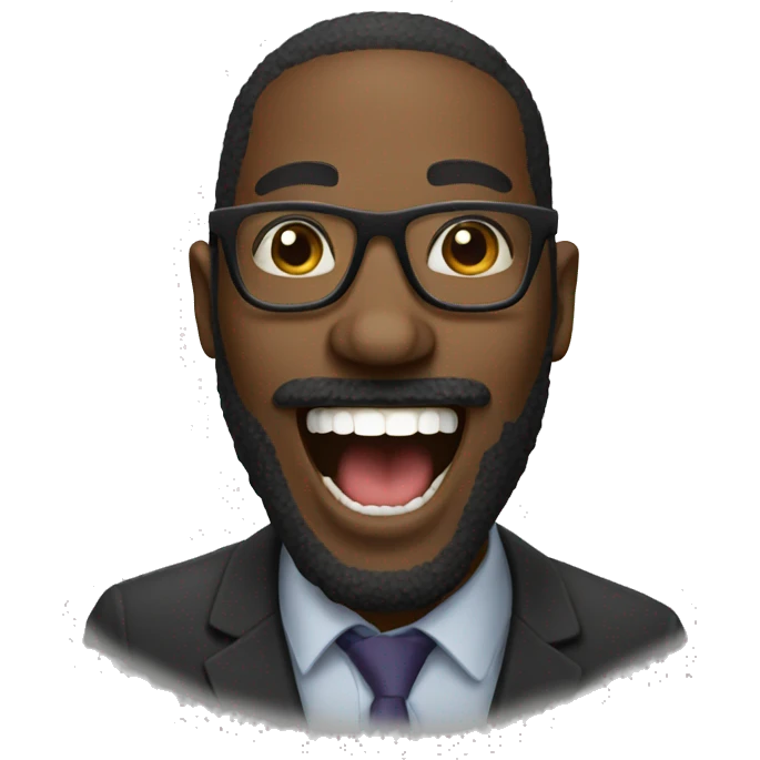 black man face beard glasses laughing open mouth emoji