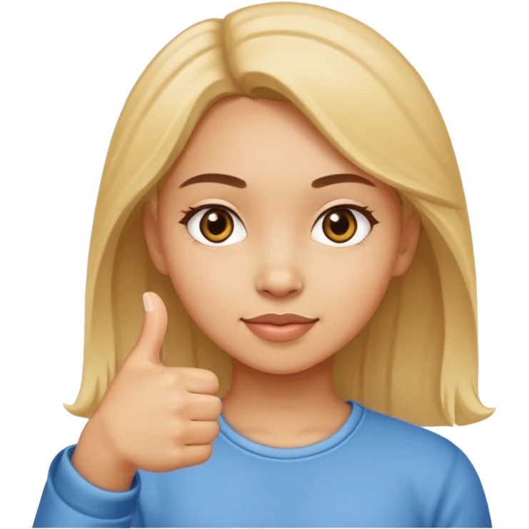 girl doing finger thumb tap emoji