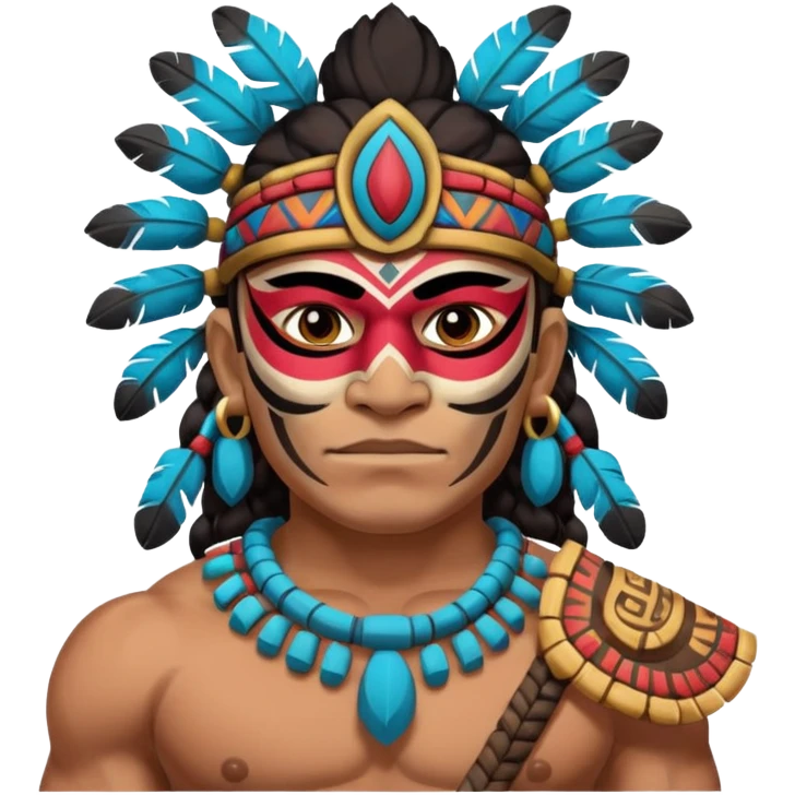 face full maya masked tradational mayan warrior half boudy emoji